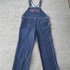 Genuine Dickies Bib Overalls Mens 2XL Blue Denim Carpenter Workwear Construction